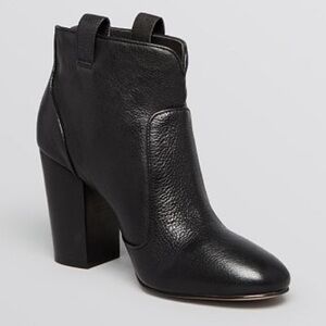 French Connection Black Leather Heeled Booties